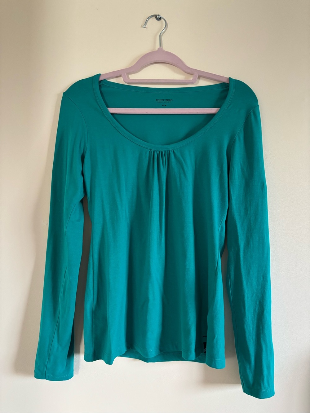 Point Zero Teal Long Sleeve Scoop-Neck Top